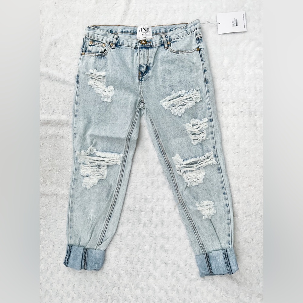 NWT- ONE TEASPOON Awesome Baggies Distressed Jean in Classic - Picture 3 of 15
